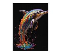 Adults 500 PCS Jigsaw Puzzle Rainbow Dolphin Adult Jigsaw Puzzle Relaxing Games Perfect Decoration Unique Gifts for Birthday And Christmas 500 PCS