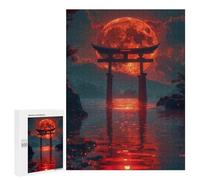 Adults 500 PCS Jigsaw Puzzle Red Moon Torii Gate Jigsaw Puzzle Brain Teaser Game But Fun And Humorous for Is Ideal As A Gift 500 PCS