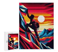 Adults 500 PCS Jigsaw Puzzle Rock Climbing Sunset Wpap Jigsaw for Adults Brain Teaser Game Wall Decoration for Is Ideal As A Gift 500 PCS