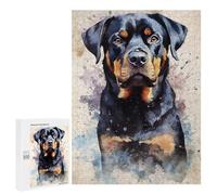Adults 500 PCS Jigsaw Puzzle Rottweiler Watercolor Jigsaw for Adults Brain Teaser Game Wall Decoration for Is Ideal As A Gift 500 PCS