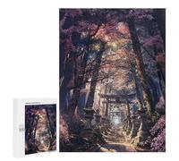 Adults 500 PCS Jigsaw Puzzle Sacred Sakura Shrine Path Jigsaw for Adults Brain Teaser Game Wall Decoration for Is Ideal As A Gift 500 PCS