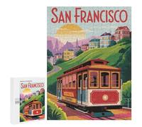 Adults 500 PCS Jigsaw Puzzle San Francisco Cable Car Travel Jigsaw for Adults Brain Teaser Game Wall Decoration for Is Ideal As A Gift 500 PCS