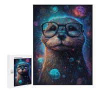 Adults 500 PCS Jigsaw Puzzle Space Otter Glasses Art Print Jigsaws for Adults Puzzle Precision Cutting Difficult And Challenge Toy Intellectual Game 500 PCS
