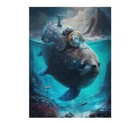 Adults 500 PCS Jigsaw Puzzle Steampunk Seal Submarine Jigsaw for Adults Relaxing Games Pattern Assembly Unique Gifts for Birthday And Christmas 500 PCS
