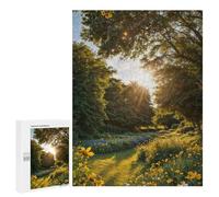Adults 500 PCS Jigsaw Puzzle Sunlit Meadow in Bloom Jigsaw Puzzle Brain Teaser Game But Fun And Humorous for Is Ideal As A Gift 500 PCS