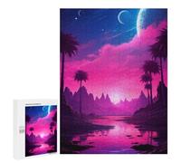 Adults 500 PCS Jigsaw Puzzle Sunset Synthwave Reverie Jigsaw Puzzle Brain Teaser Game But Fun And Humorous for Is Ideal As A Gift 500 PCS