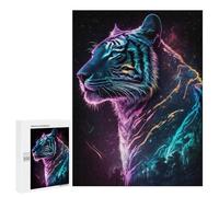 Adults 500 PCS Jigsaw Puzzle Synthwave Tiger Adult Jigsaw Puzzle Family Game Precision Cutting Birthday And Unique Gifts 500 PCS