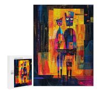 Adults 500 PCS Jigsaw Puzzle The Arnolfini Portrait - Geometric Abstract Expressionism Jigsaw for Adults Brain Teaser Game Wall Decoration for Is Ideal As A Gift 500 PCS