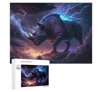 Adults 500 PCS Jigsaw Puzzle Thundering Rhino Storm Jigsaw for Adults Brain Teaser Game Precision Cutting Unique Gifts for Birthday And Christmas 500 PCS