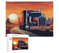 Adults 500 PCS Jigsaw Puzzle Truck Journey Through Sunset Landscape Adult Jigsaw Puzzle Brain Teaser Game Enhance Memory Birthday And Unique Gifts 500 PCS