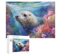 Adults 500 PCS Jigsaw Puzzle Underwater Seal Serenity Adult Jigsaw Puzzle Brain Teaser Game Enhance Memory Birthday And Unique Gifts 500 PCS
