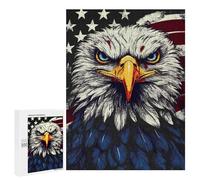 Adults 500 PCS Jigsaw Puzzle USA Flag Bald Eagle Jigsaw for Adults Brain Teaser Game Wall Decoration for Is Ideal As A Gift 500 PCS