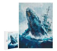 Adults 500 PCS Jigsaw Puzzle Whale Breaching Ship Jigsaw for Adults Brain Teaser Game Wall Decoration for Is Ideal As A Gift 500 PCS
