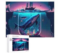 Adults 500 PCS Jigsaw Puzzle Whale Enclosure Ocean City Adult Jigsaw Puzzle Brain Teaser Game Enhance Memory Birthday And Unique Gifts 500 PCS