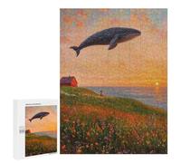 Adults 500 PCS Jigsaw Puzzle Whale Flying Over Flowers Jigsaws for Adults Puzzle Precision Cutting Difficult And Challenge Toy Intellectual Game 500 PCS