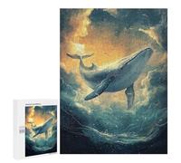 Adults 500 PCS Jigsaw Puzzle Whale in Dreamy Ocean Scene Jigsaw for Adults Brain Teaser Game Wall Decoration for Is Ideal As A Gift 500 PCS
