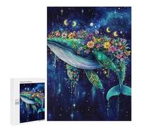 Adults 500 PCS Jigsaw Puzzle Whale with Flowers in Space-3 Jigsaws for Adults Puzzle Precision Cutting Difficult And Challenge Toy Intellectual Game 500 PCS