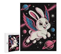 Adults 500 PCS Jigsaw Puzzle Winged Rabbit in Space Cartoon Jigsaw for Adults Brain Teaser Game Wall Decoration for Is Ideal As A Gift 500 PCS