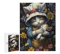 Adults 500 PCS Puzzle Adorable Nurse Cat with Kitten -1 Puzzles for Teenagers Precision Cutting for Birthday, Chrismas Toy Intellectual Game 500 PCS