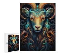 Adults 500 PCS Puzzle Ancient Zodiac Goat Art Print Jigsaw Puzzles for Adults Birthday Present Parent-child Interaction Toy Intellectual Game 500 PCS