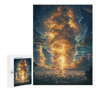 Adults 500 PCS Puzzle Apocalyptic Sky Over Cityscape Adult Jigsaw Puzzles Difficult Challenge Wishlist with Santa Claus Unique Birthday And Gifts 500 PCS