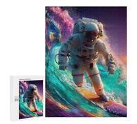 Adults 500 PCS Puzzle Astronaut Surfing Cosmic Wave Adult Jigsaw Puzzles Difficult Challenge Wishlist with Santa Claus Unique Birthday And Gifts 500 PCS