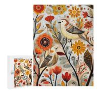Adults 500 PCS Puzzle Autumn Floral Birds Art Print Adult Jigsaw Puzzles Difficult Challenge Wishlist with Santa Claus Unique Birthday And Gifts 500 PCS