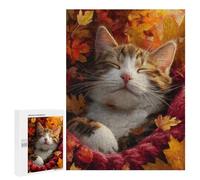 Adults 500 PCS Puzzle Autumn Kitten Blanket Puzzles for Teenagers Precision Cutting for Birthday, Chrismas Toy Intellectual Game 500 PCS