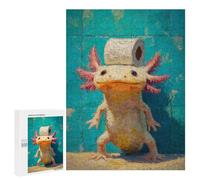 Adults 500 PCS Puzzle Axolotl with Toilet Paper Hat Jigsaws for Adults Puzzle Improve Memory Challenging To Complete Unique Gifts for Birthday And Christmas 500 PCS