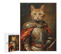 Adults 500 PCS Puzzle Cat Knight Armor Painting Adult Jigsaw Puzzles Difficult Challenge Wishlist with Santa Claus Unique Birthday And Gifts 500 PCS
