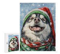 Adults 500 PCS Puzzle Christmas Husky Dog Art Print-1 Jigsaws for Adults Puzzle Improve Memory Challenging To Complete Unique Gifts for Birthday And Christmas 500 PCS
