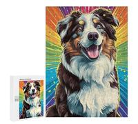 Adults 500 PCS Puzzle Colorful Australian Shepherd Art Print Puzzles for Teenagers Precision Cutting for Birthday, Chrismas Toy Intellectual Game 500 PCS