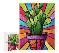 Adults 500 PCS Puzzle Colorful Cactus Art Print Jigsaw Puzzles for Adults Birthday Present Parent-child Interaction Toy Intellectual Game 500 PCS