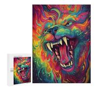 Adults 500 PCS Puzzle Colorful Roaring Lion Art Print Puzzles for Teenagers Precision Cutting for Birthday, Chrismas Toy Intellectual Game 500 PCS