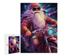 Adults 500 PCS Puzzle Colorful Santa on Motorcycle Puzzles for Teenagers Precision Cutting for Birthday, Chrismas Toy Intellectual Game 500 PCS