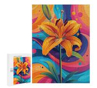 Adults 500 PCS Puzzle Colorful Tiger Lily Art Print Adult Jigsaw Puzzles Difficult Challenge Wishlist with Santa Claus Unique Birthday And Gifts 500 PCS