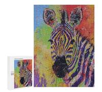 Adults 500 PCS Puzzle Colorful Zebra Art Print Jigsaws for Adults Puzzle Improve Memory Challenging To Complete Unique Gifts for Birthday And Christmas 500 PCS