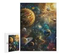 Adults 500 PCS Puzzle Cosmic Planets in Space-3 Adult Jigsaw Puzzles Difficult Challenge Wishlist with Santa Claus Unique Birthday And Gifts 500 PCS