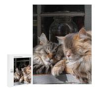 Adults 500 PCS Puzzle Cozy Cats on Windowsill Puzzles for Teenagers Precision Cutting for Birthday, Chrismas Toy Intellectual Game 500 PCS