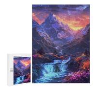 Adults 500 PCS Puzzle Enchanted Mountain Valley Sunset Jigsaw Puzzles for Adults Birthday Present Parent-child Interaction Toy Intellectual Game 500 PCS