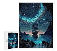 Adults 500 PCS Puzzle Fantasy Night Sailing Adventure Jigsaw Puzzles for Adults Birthday Present Parent-child Interaction Toy Intellectual Game 500 PCS
