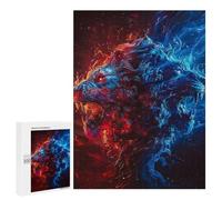 Adults 500 PCS Puzzle Fire & Ice Lion Artwork -1 Adult Jigsaw Puzzles Analysis And Logic Wishlist with Santa Claus Unique Gifts for Birthday And Christmas 500 PCS