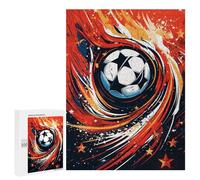 Adults 500 PCS Puzzle Fire Soccer Ball Artwork Puzzles for Teenagers Precision Cutting for Birthday, Chrismas Toy Intellectual Game 500 PCS