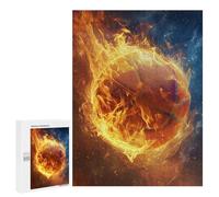 Adults 500 PCS Puzzle Flaming Basketball Wallpaper Jigsaw Puzzles for Adults Birthday Present Parent-child Interaction Toy Intellectual Game 500 PCS