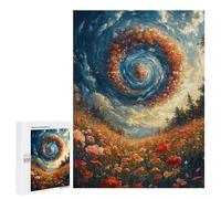Adults 500 PCS Puzzle Floral Whirlpool Sky Adult Jigsaw Puzzles Difficult Challenge Wishlist with Santa Claus Unique Birthday And Gifts 500 PCS