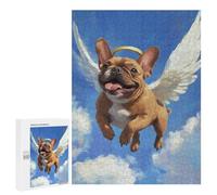 Adults 500 PCS Puzzle Flying Angel Dog Art Print-1 Adult Jigsaw Puzzles Difficult Challenge Wishlist with Santa Claus Unique Birthday And Gifts 500 PCS