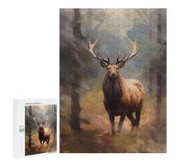 Adults 500 PCS Puzzle Forest Majesty Stag in Misty Woods Jigsaw Puzzles for Adults Birthday Present Parent-child Interaction Toy Intellectual Game 500 PCS