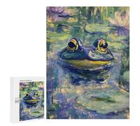 Adults 500 PCS Puzzle Frog in Lily Pond Painting Jigsaws for Adults Puzzle Improve Memory Challenging To Complete Unique Gifts for Birthday And Christmas 500 PCS