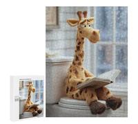 Adults 500 PCS Puzzle Giraffe Reading on Toilet Adult Jigsaw Puzzles Analysis And Logic Wishlist with Santa Claus Unique Gifts for Birthday And Christmas 500 PCS