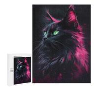 Adults 500 PCS Puzzle Glowing Neon Cat Art Print-3 Jigsaws for Adults Puzzle Improve Memory Challenging To Complete Unique Gifts for Birthday And Christmas 500 PCS